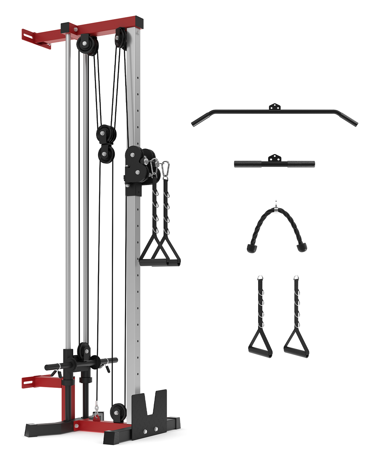 Lat Pulldown Cable - เครื่องเคเบิลติดผนังแบบสองรอก – ปรับได้ 19 ระดับ –